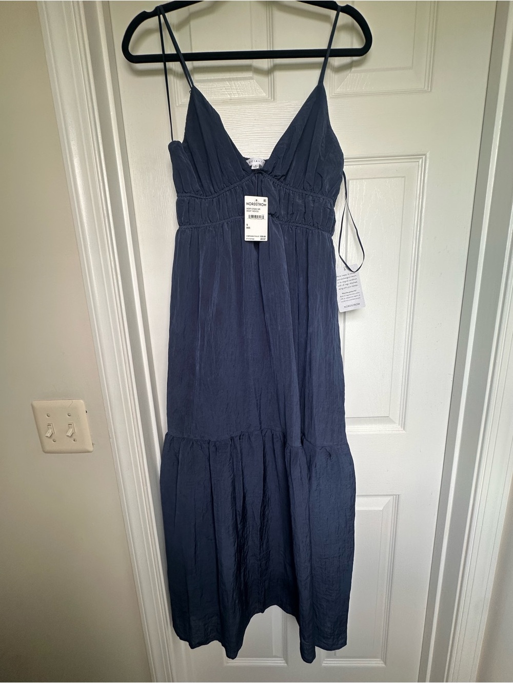 Socialite Navy Blue Spaghetti Strap Midi Dress